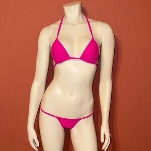 Pink Halter Bikini Set